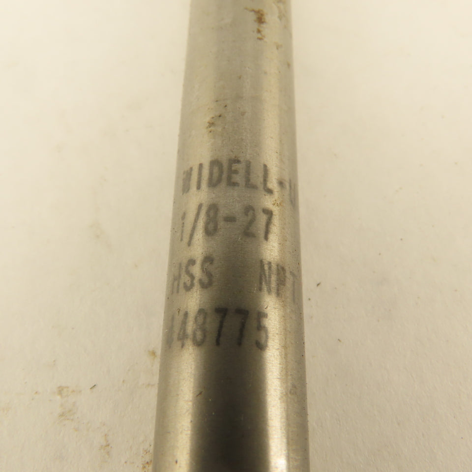 Widell 1/8-27 NPT HSS 4 flute 10" Extended Length Pipe Tap