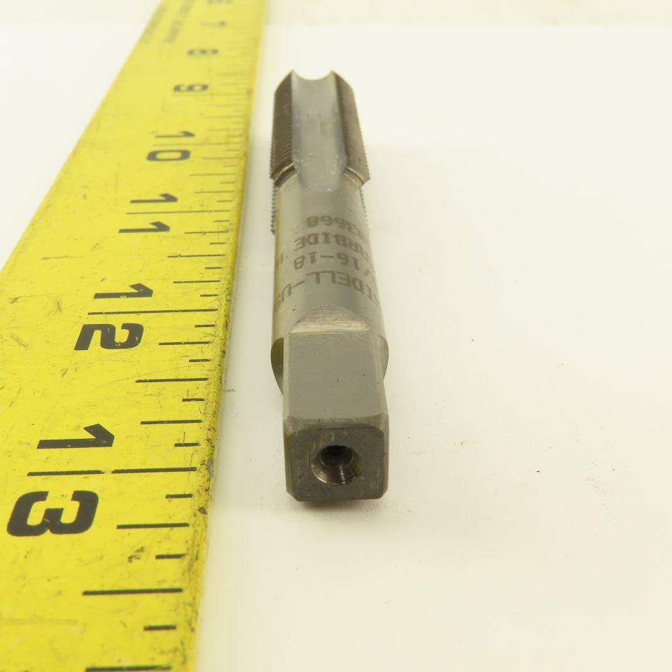 Widell 9/16-18 Plug RH H3 Bright Solid Carbide 4-Flute Straight Machine Tap