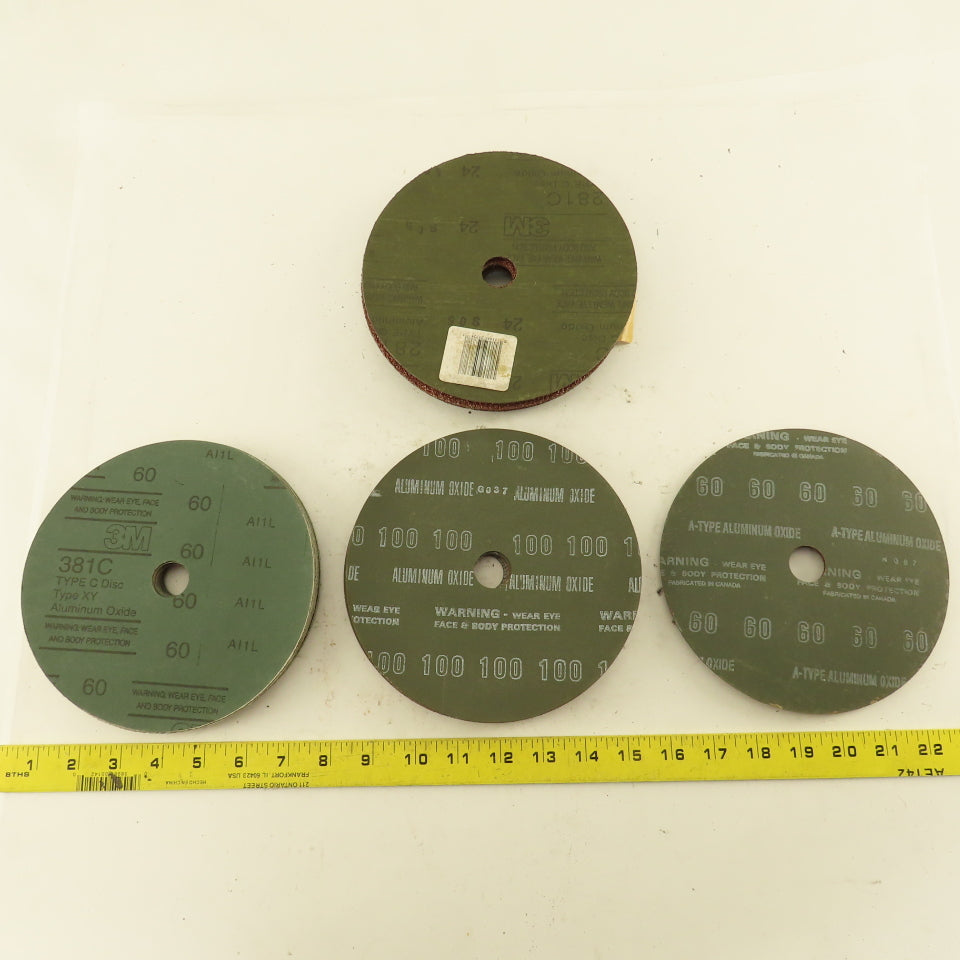 3M 7"x 7/8"  Type C Abrasive Sanding Disc 24, 60, 100 Grade Mixed Lot Of 28
