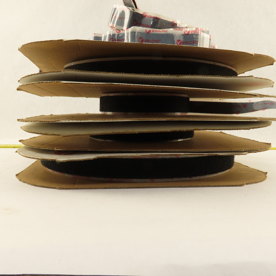 Velcro 3/4" Wide Black Self Adhesive Loop & Fastener Strip Lot/ 4 Partial Spools