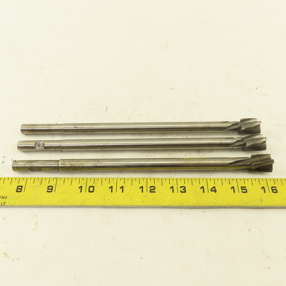 Gammons 02091 0.625" HSS Spiral 4 Flute Reamer 3/4" LOC 8-3/4" OAL Lot of 3