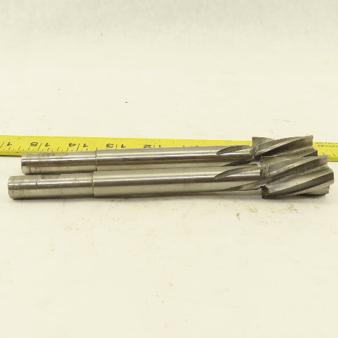 .937" HSS Spiral 4 Flute Reamer 1-3/8" LOC 7" OAL 1/2" Straight Shank Lot of 2