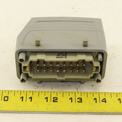 Weidmuller 182669 500V 16 Pin Male Connector Angle Side Entry Hood Assembly