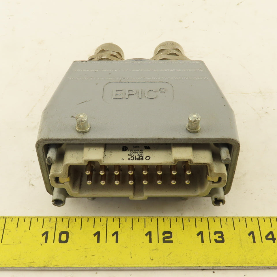 Epic H-BE 16 SS 400V 16 Pin Male Connector Top Entry Hood Assembly