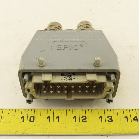Epic H-BE 16 SS 400V 16 Pin Male Connector Top Entry Hood Assembly