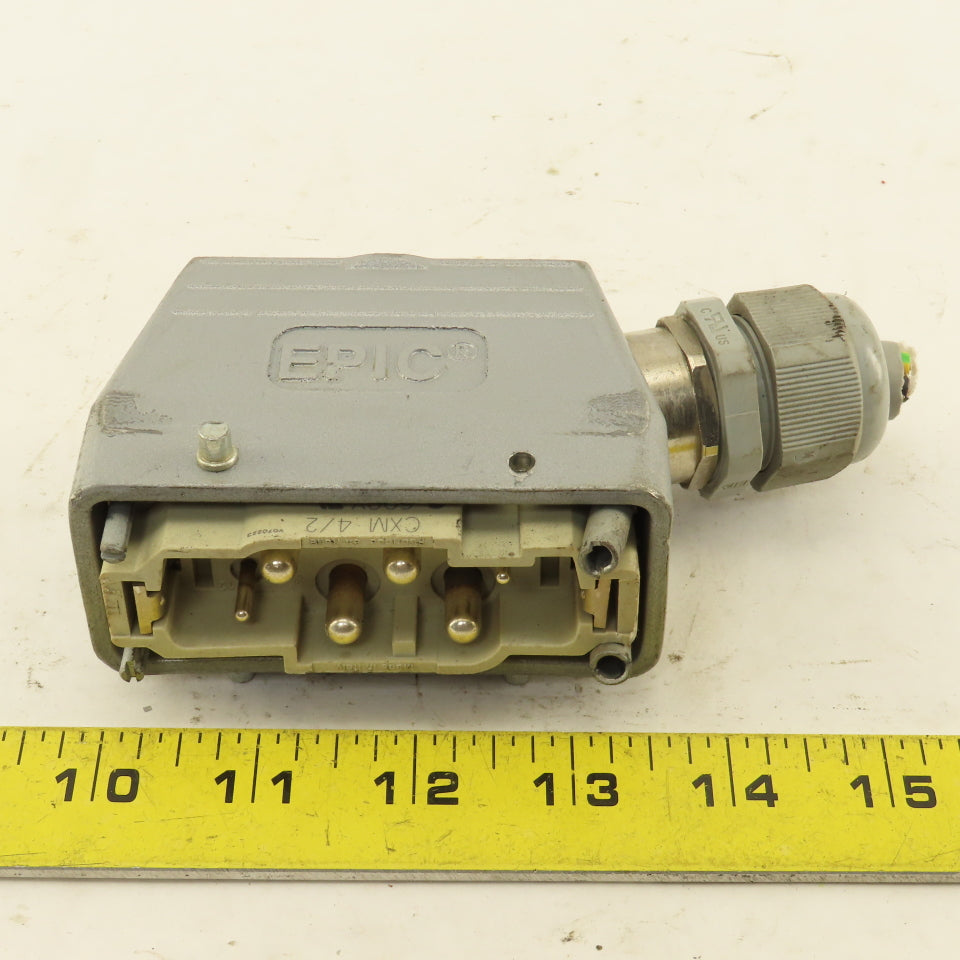 Epic CXM 4/2 600V 4 Pin Male Connector Angle Side Entry Hood Assembly