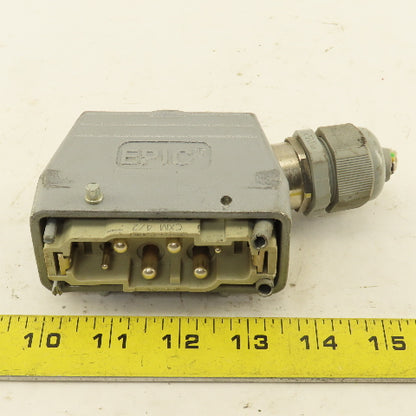 Epic CXM 4/2 600V 4 Pin Male Connector Angle Side Entry Hood Assembly