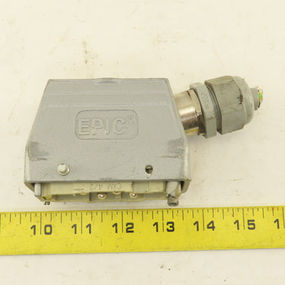 Epic CXM 4/2 600V 4 Pin Male Connector Angle Side Entry Hood Assembly