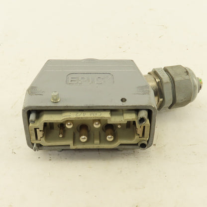 Epic CXM 4/2 600V 4 Pin Male Connector Angle Side Entry Hood Assembly