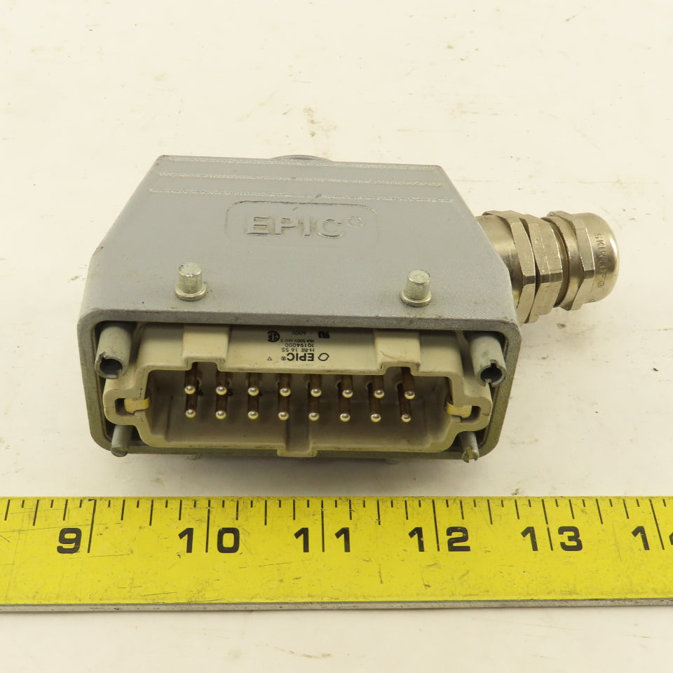 Epic H-BE 16 SS 500V 16 Pin Male Connector Side Entry Hood  Assembly