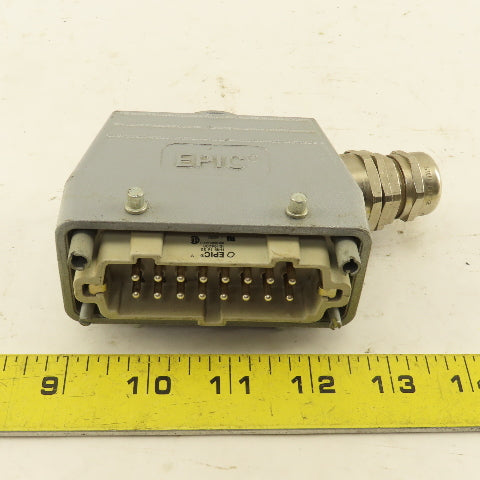 Epic H-BE 16 SS 500V 16 Pin Male Connector Side Entry Hood  Assembly