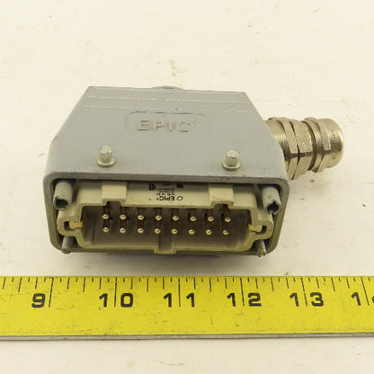 Epic H-BE 16 SS 500V 16 Pin Male Connector Side Entry Hood  Assembly
