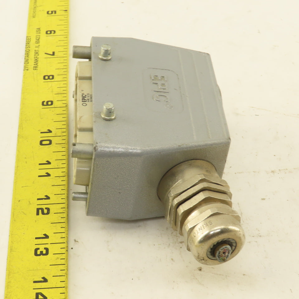 Epic H-BE 16 SS 500V 16 Pin Male Connector Side Entry Hood  Assembly