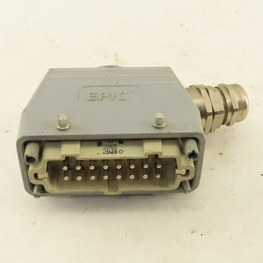 Epic H-BE 16 SS 500V 16 Pin Male Connector Side Entry Hood  Assembly