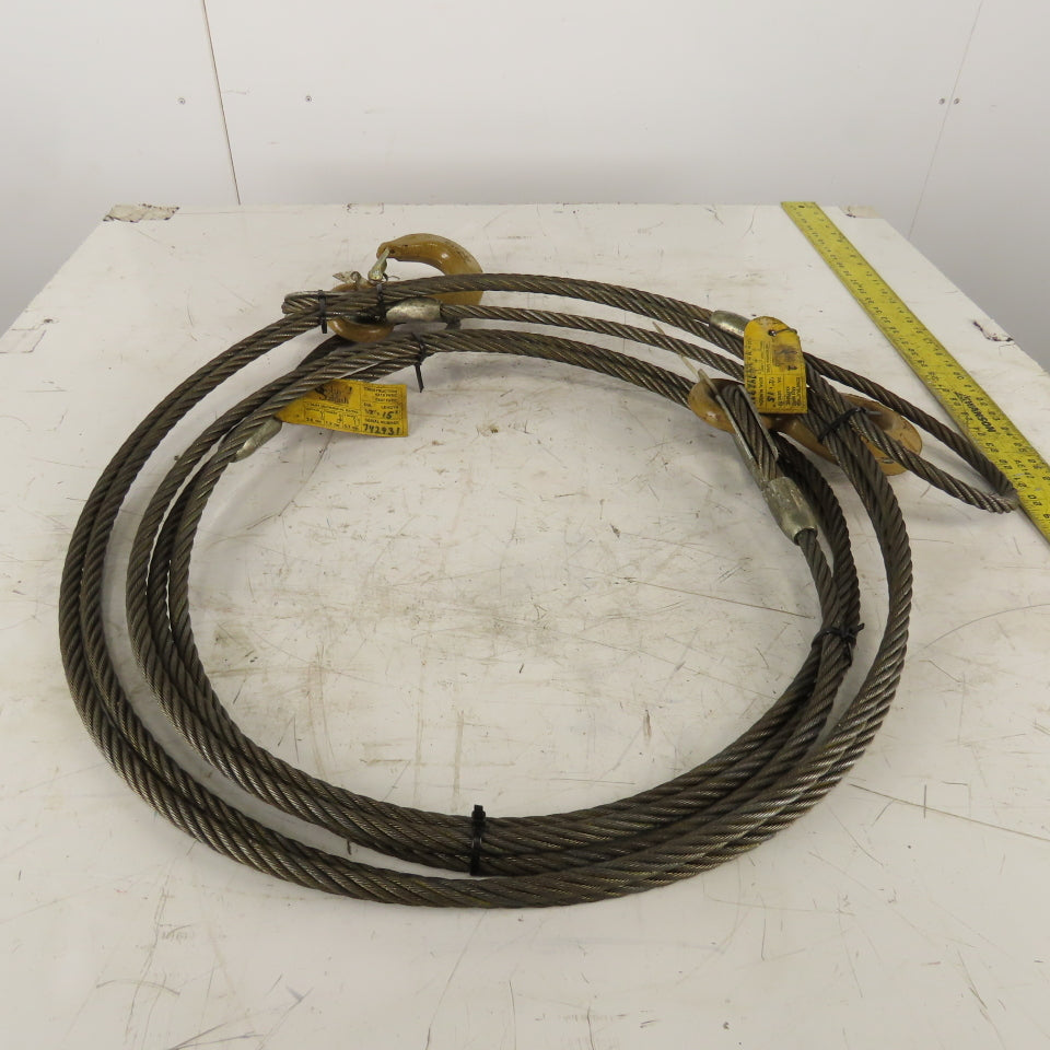 John Sakash 1/2" Wire Rope Sling Single Leg W/ Hook 1.9-5.1 Ton MAX 15'