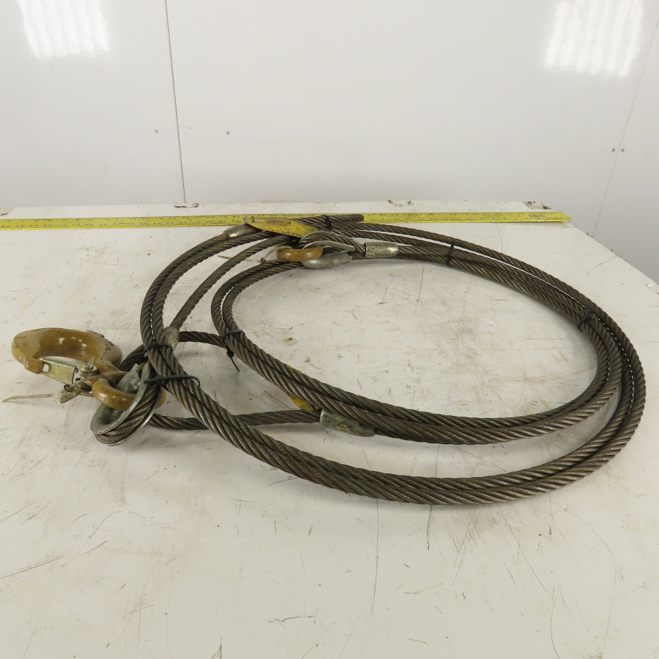 John Sakash 1/2" Wire Rope Sling Single Leg W/ Hook 1.9-5.1 Ton MAX 15'