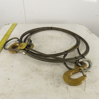 John Sakash 1/2" Wire Rope Sling Single Leg W/ Hook 1.9-5.1 Ton MAX 15'
