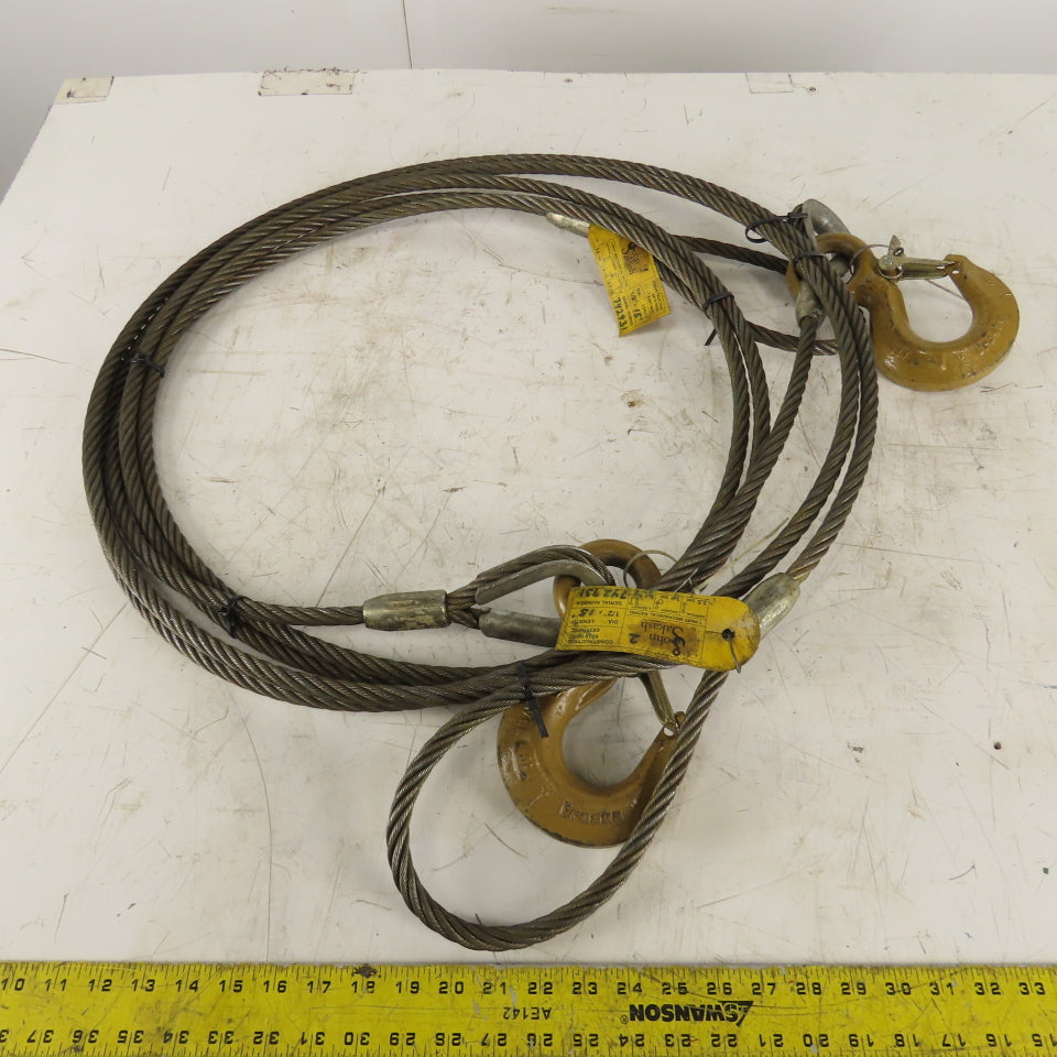 John Sakash 1/2" Wire Rope Sling Single Leg W/ Hook 1.9-5.1 Ton MAX 15'