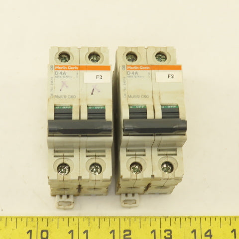 Merlin Gerin 24519 Multi 9 2 Pole 4A Circuit Breaker 300V Max Lot Of 2