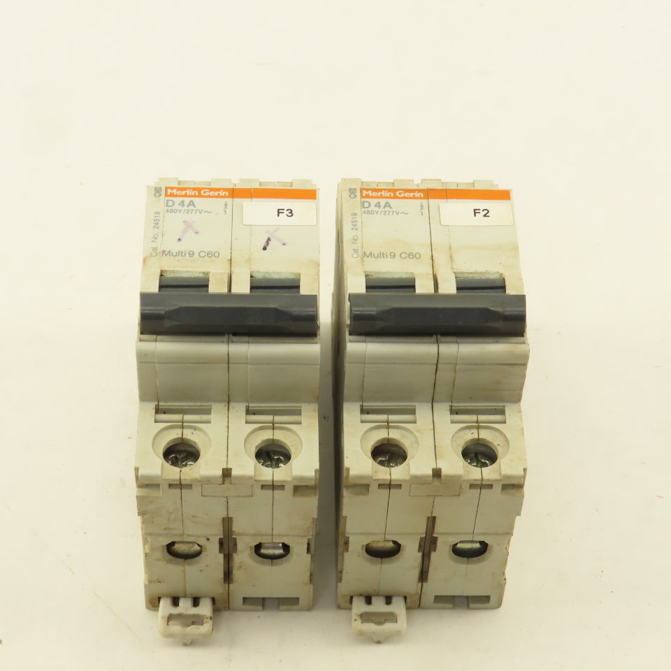 Merlin Gerin 24519 Multi 9 2 Pole 4A Circuit Breaker 300V Max Lot Of 2