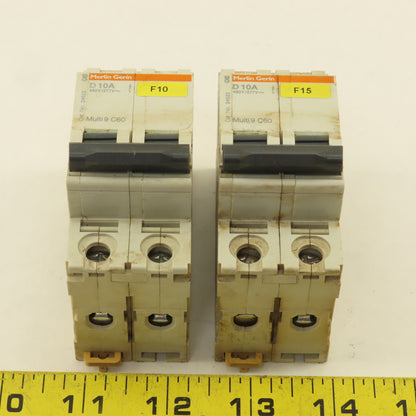 Merlin Gerin 24522 Multi 9 2 Pole D10A 10A Circuit Breaker 300V Max Lot Of 2