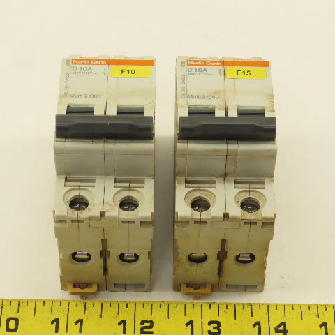 Merlin Gerin 24522 Multi 9 2 Pole D10A 10A Circuit Breaker 300V Max Lot Of 2