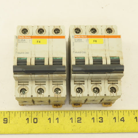 Merlin Gerin 24542 Multi 9 3 Pole D25A 25A Circuit Breaker 300V Max Lot Of 2