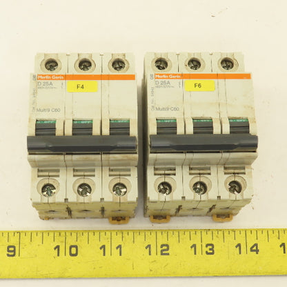 Merlin Gerin 24542 Multi 9 3 Pole D25A 25A Circuit Breaker 300V Max Lot Of 2