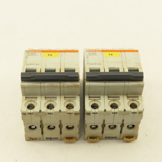 Merlin Gerin 24542 Multi 9 3 Pole D25A 25A Circuit Breaker 300V Max Lot Of 2