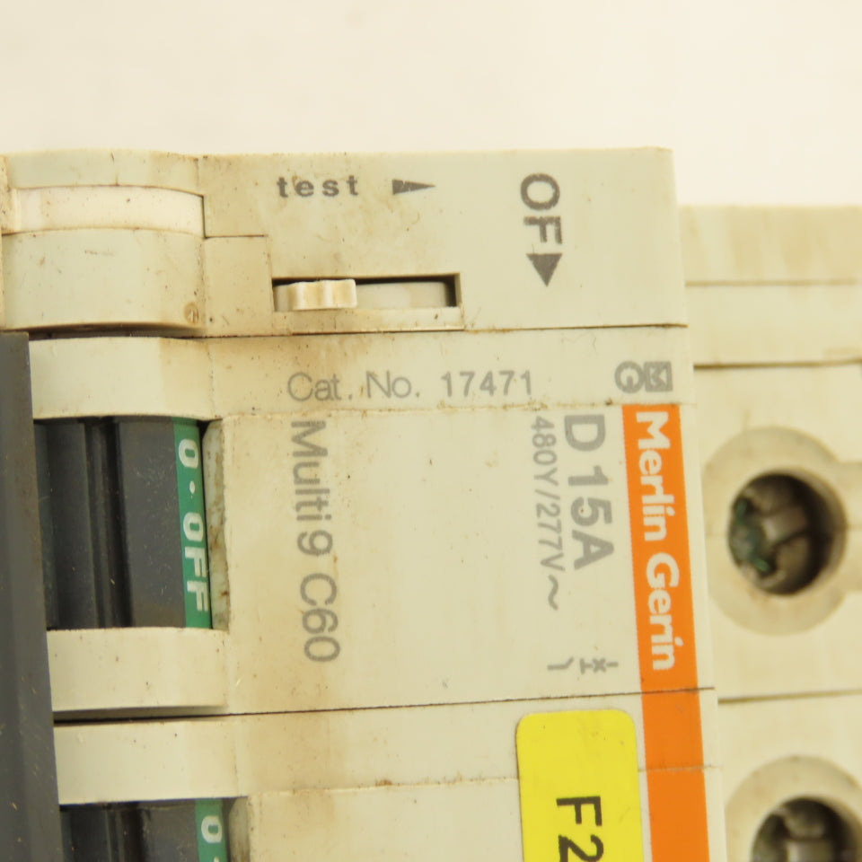 Merlin Gerin 17471 Multi 9 3 Pole D15A 15A Circuit Breaker W/ Auxiliary
