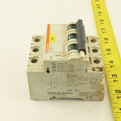 Merlin Gerin 17471 Multi 9 3 Pole D15A 15A Circuit Breaker W/ Auxiliary