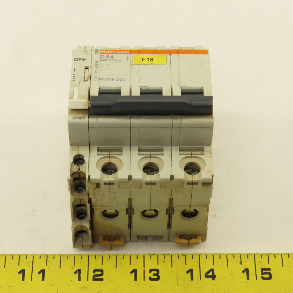 Merlin Gerin 24536 Multi 9 3 Pole D6A 6A Circuit Breaker