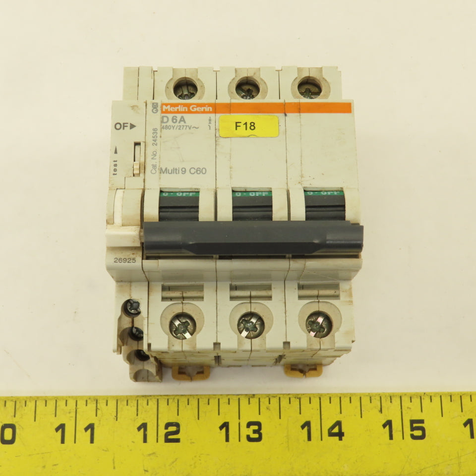 Merlin Gerin 24536 Multi 9 3 Pole D6A 6A Circuit Breaker
