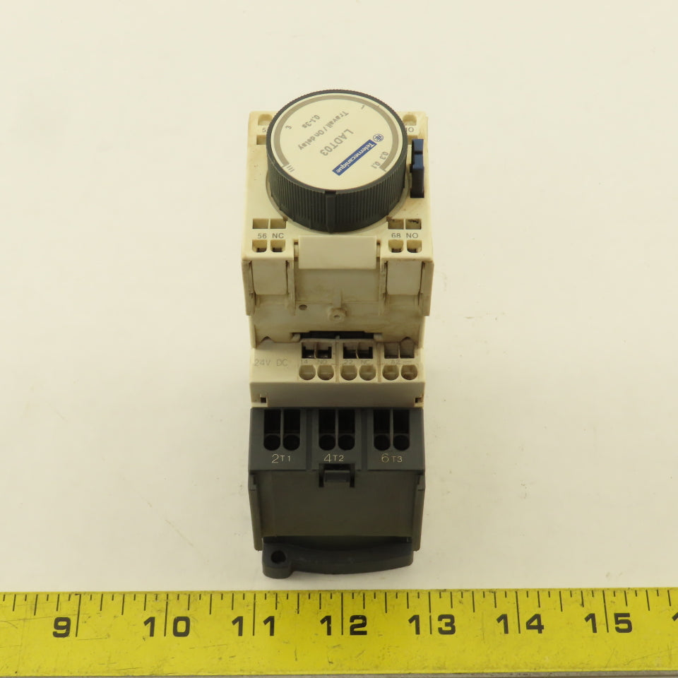 Telemecanique LC1D123 600V 20A 7.5Hp Contactor Relay W/ 0.1-3s LADT03 Timer