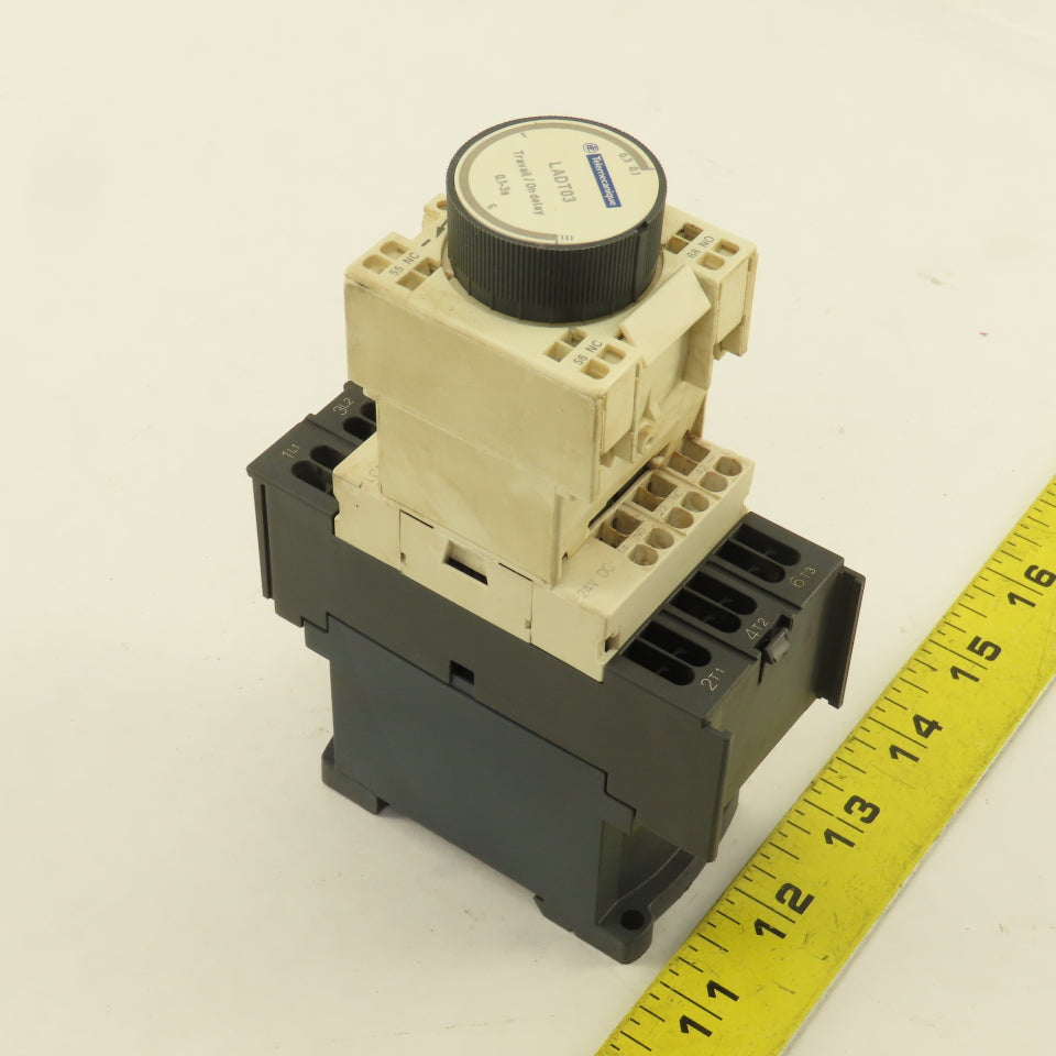 Telemecanique LC1D123 600V 20A 7.5Hp Contactor Relay W/ 0.1-3s LADT03 Timer