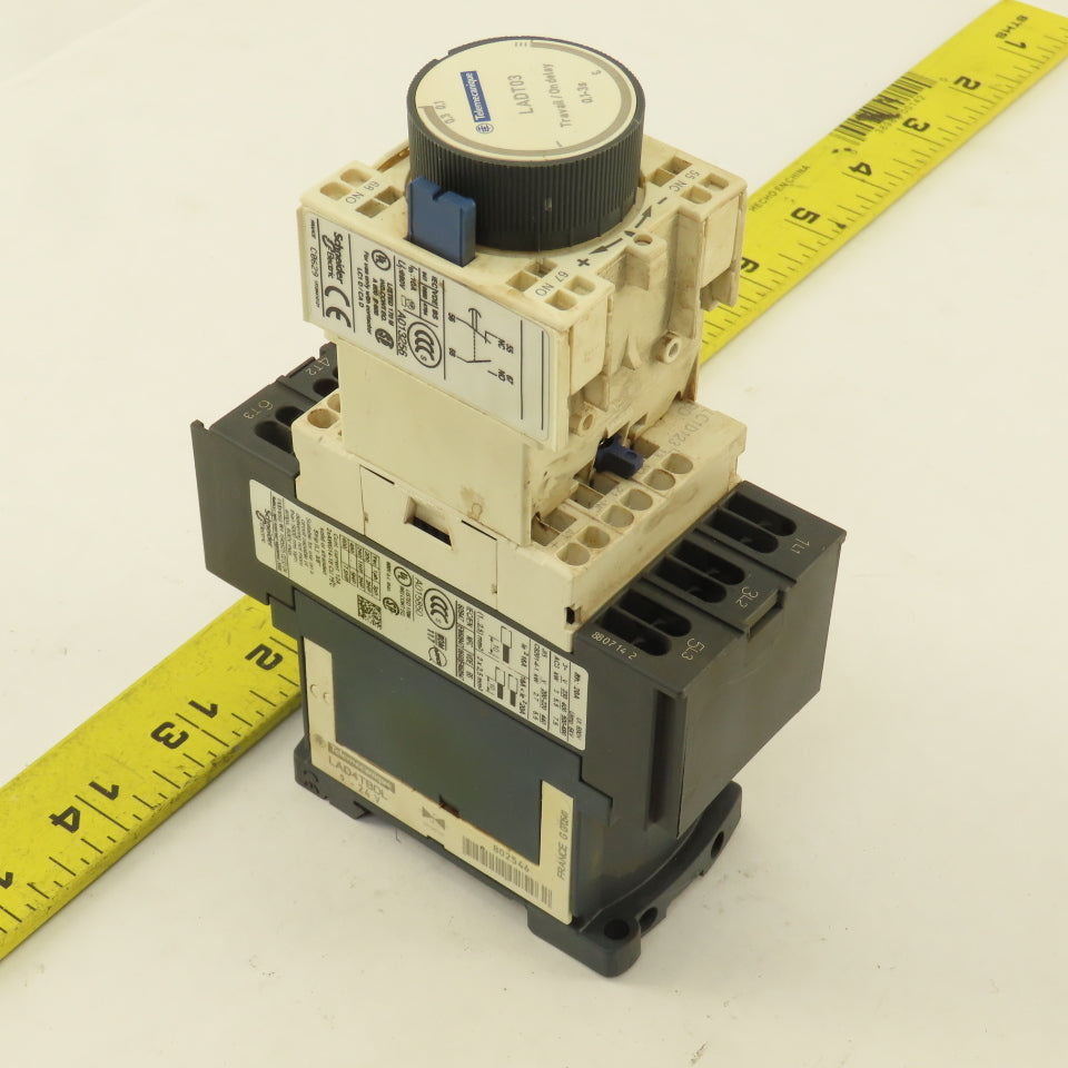 Telemecanique LC1D123 600V 20A 7.5Hp Contactor Relay W/ 0.1-3s LADT03 Timer