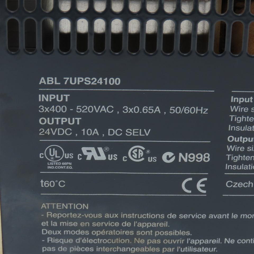 Telemecanique ABL 7UPS24100 400-520V Input 24VDC Output Power Supply