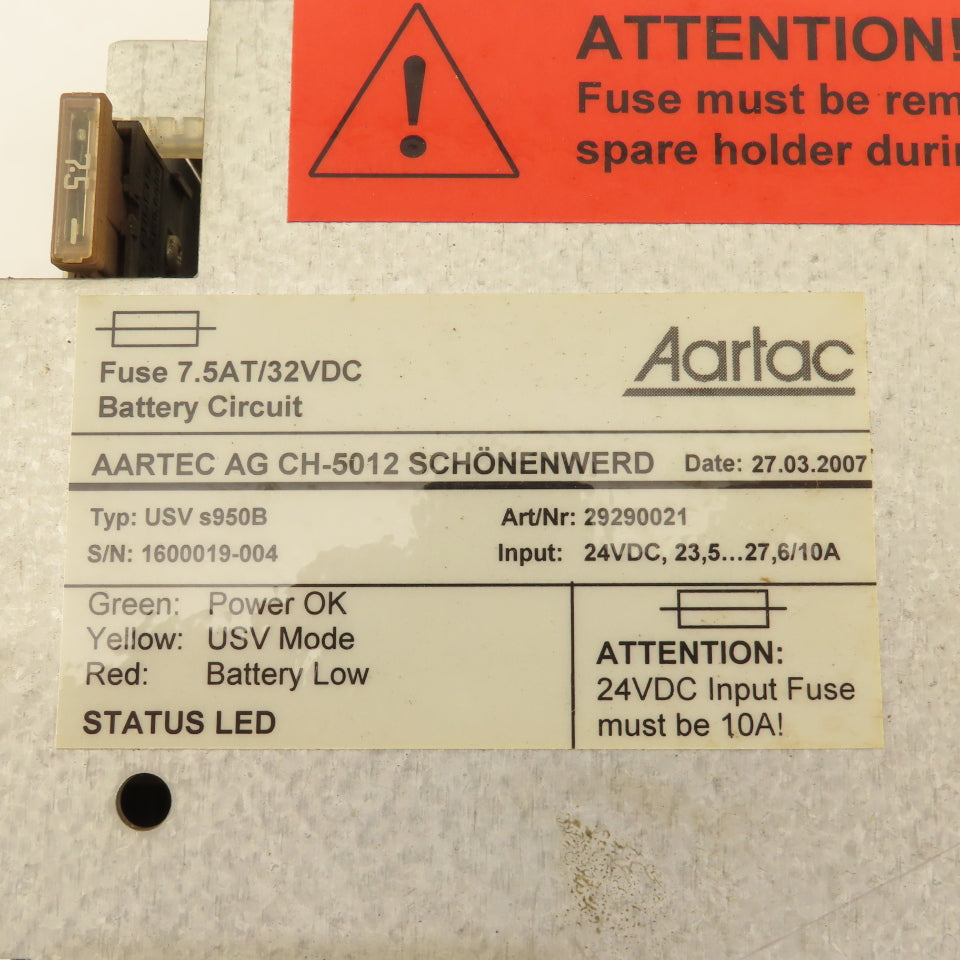 Aartac USV s950B CH-5012 24VDC Battery Back