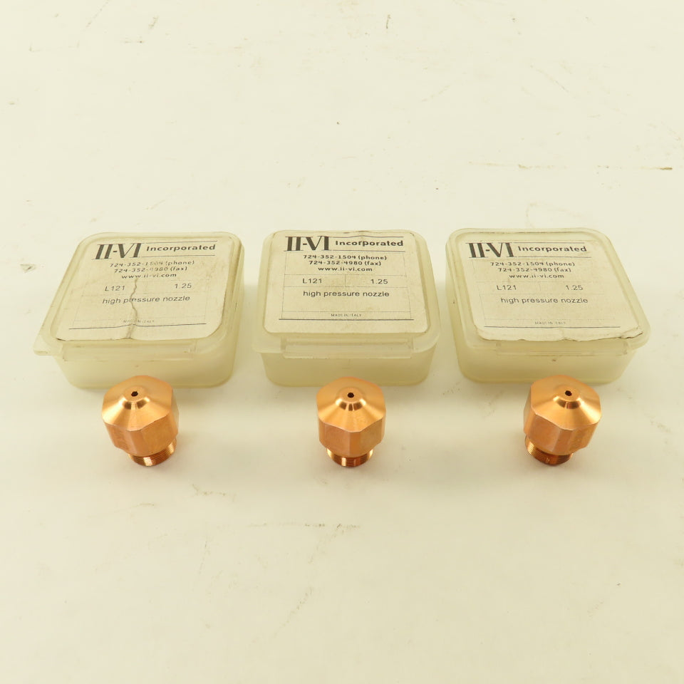 II-VI Inc. L121 1.25 Ø High Pressure Laser Cutting Nozzle HK12 Lot Of 3