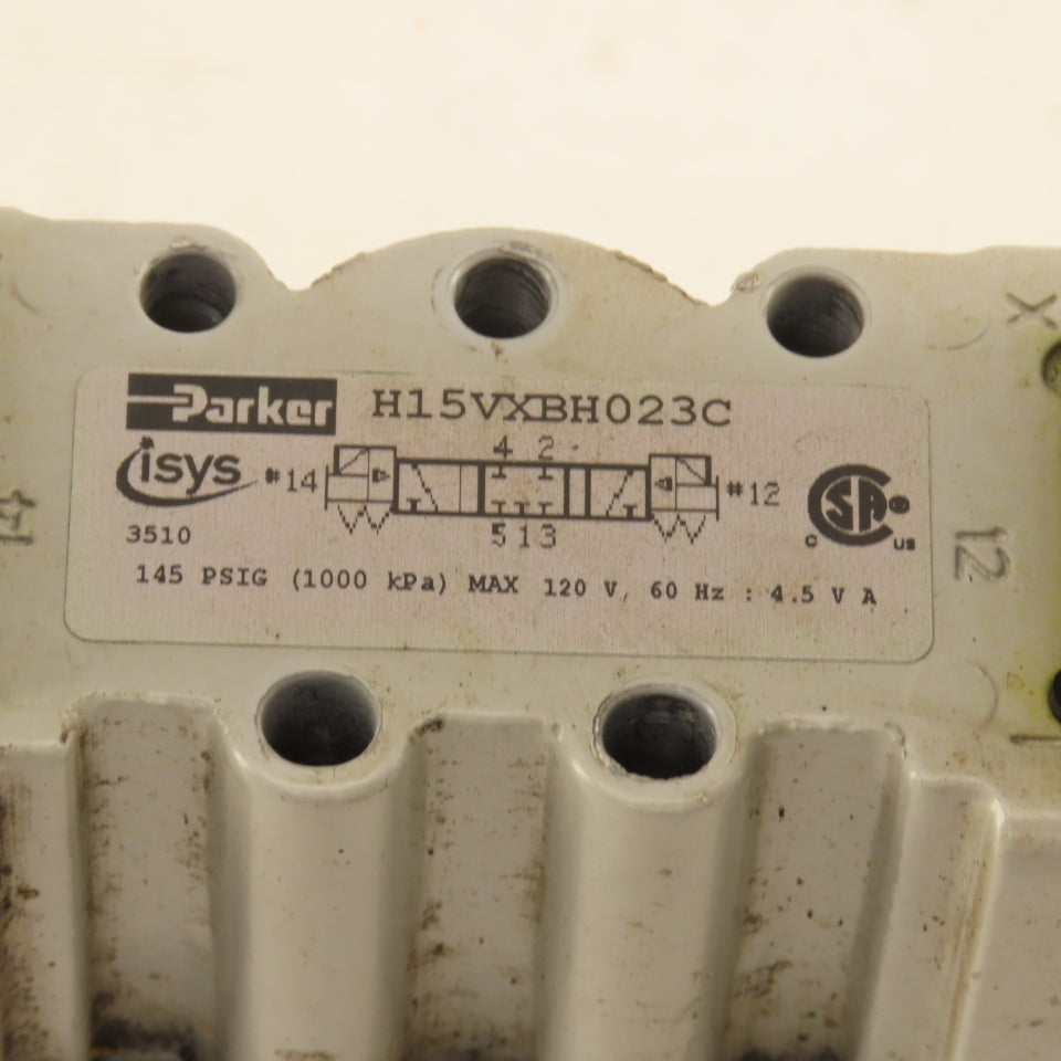 Parker H15VXBH023C 5/3 Position Closed Center Double Solenoid Pneumatic Valve
