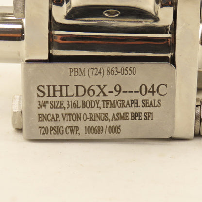PBM SIHLD6X-9---04C 3/4" Sanitary Stainless Steel Locking Handle Ball Valve