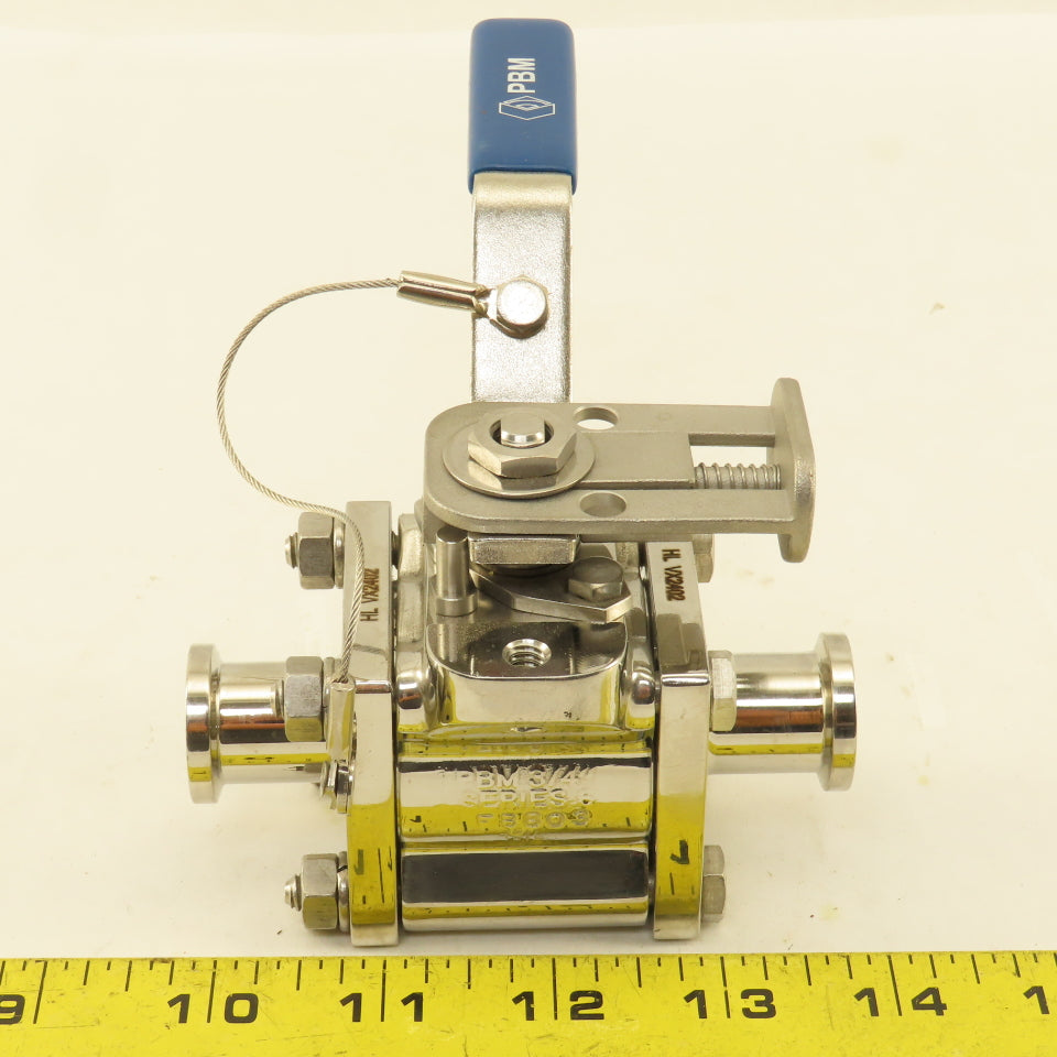 PBM SIHLD6X-9---04C 3/4" Sanitary Stainless Steel Locking Handle Ball Valve