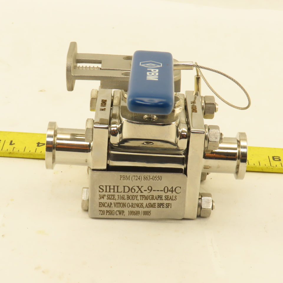 PBM SIHLD6X-9---04C 3/4" Sanitary Stainless Steel Locking Handle Ball Valve