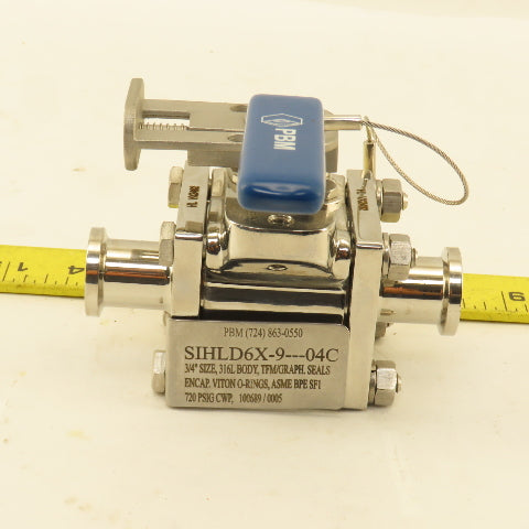 PBM SIHLD6X-9---04C 3/4" Sanitary Stainless Steel Locking Handle Ball Valve