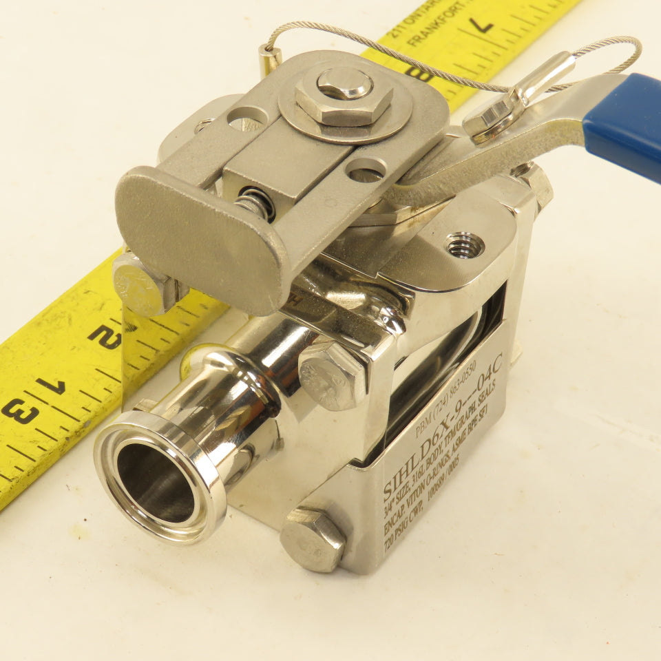 PBM SIHLD6X-9---04C 3/4" Sanitary Stainless Steel Locking Handle Ball Valve