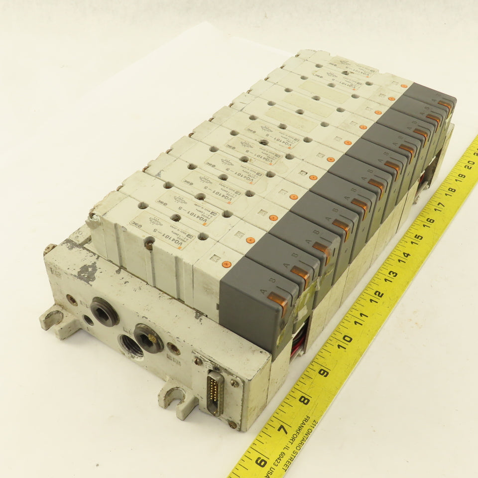 SMC VQ4101-5 2 Position Single Solenoid Pneumatic Valve Bank 24VDC Coil
