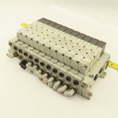 SMC VQ4101-5 2 Position Single Solenoid Pneumatic Valve Bank 24VDC Coil