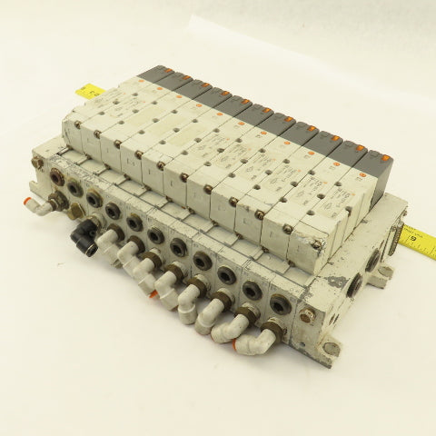 SMC VQ4101-5 2 Position Single Solenoid Pneumatic Valve Bank 24VDC Coil