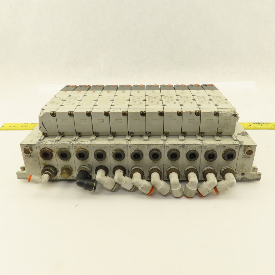 SMC VQ4101-5 2 Position Single Solenoid Pneumatic Valve Bank 24VDC Coil