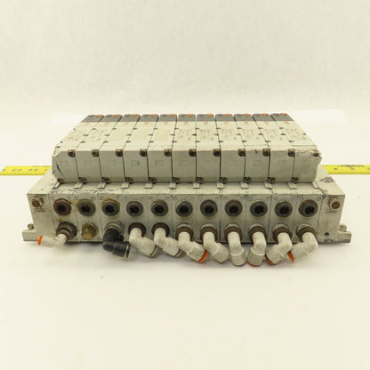 SMC VQ4101-5 2 Position Single Solenoid Pneumatic Valve Bank 24VDC Coil